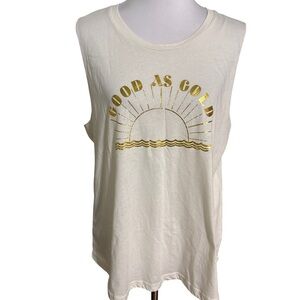 Cream Gold Graphic Sleeveless Top Womens
